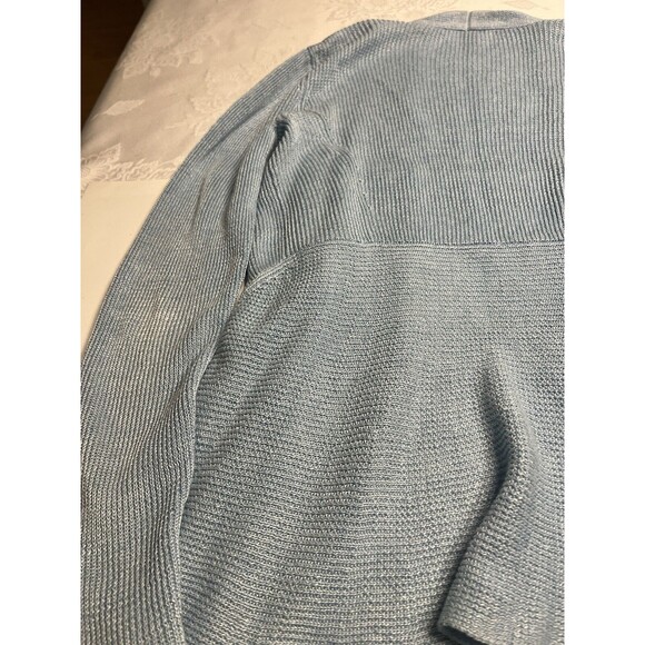 Eileen Fisher Linen Light Blue Open Front Asymmetrical Cardigan Sweater Sz PS - Picture 6 of 13
